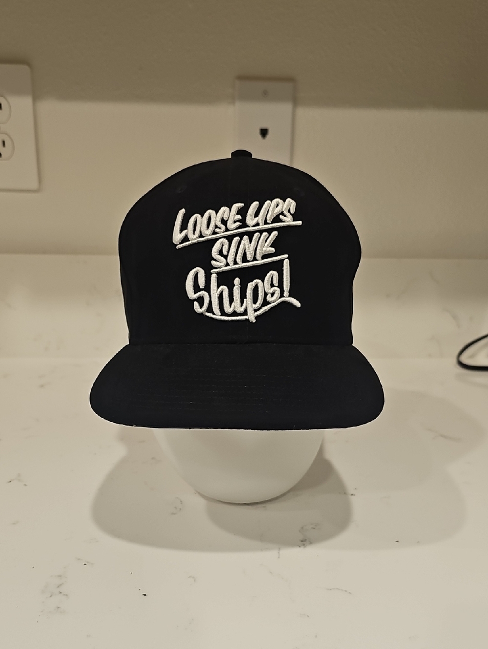 Reason Black Suede Snapback Hat with White Embroidered Script